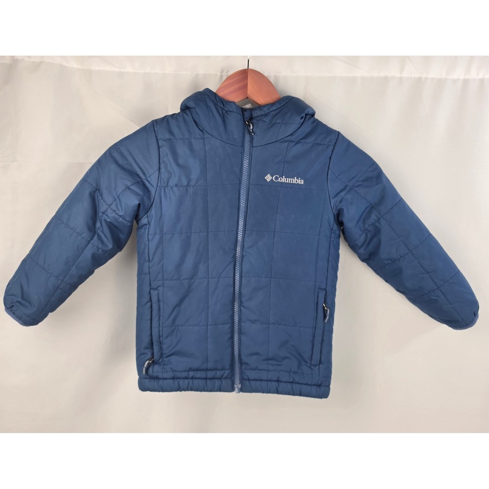 Columbia Kids XXS 4/5 Navy Blue Hooded Puffer Jacket Fleece Lined Quilted Coat